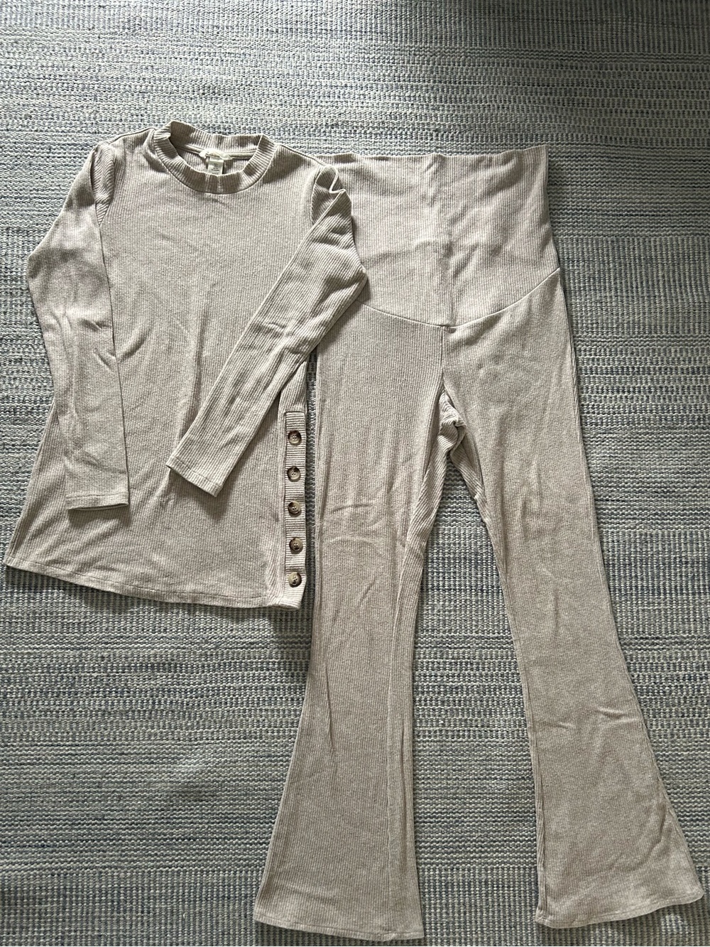 H&M Mama Maternity Beige Knit Two-Piece Jumpsuit Set
